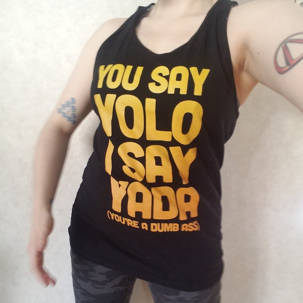 Graphic Printed YOLO YADA tank top